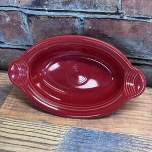 Fiesta Scarlet Red Individual Oval Casserole Dish, 9.25” Fiesta Ware Vintage